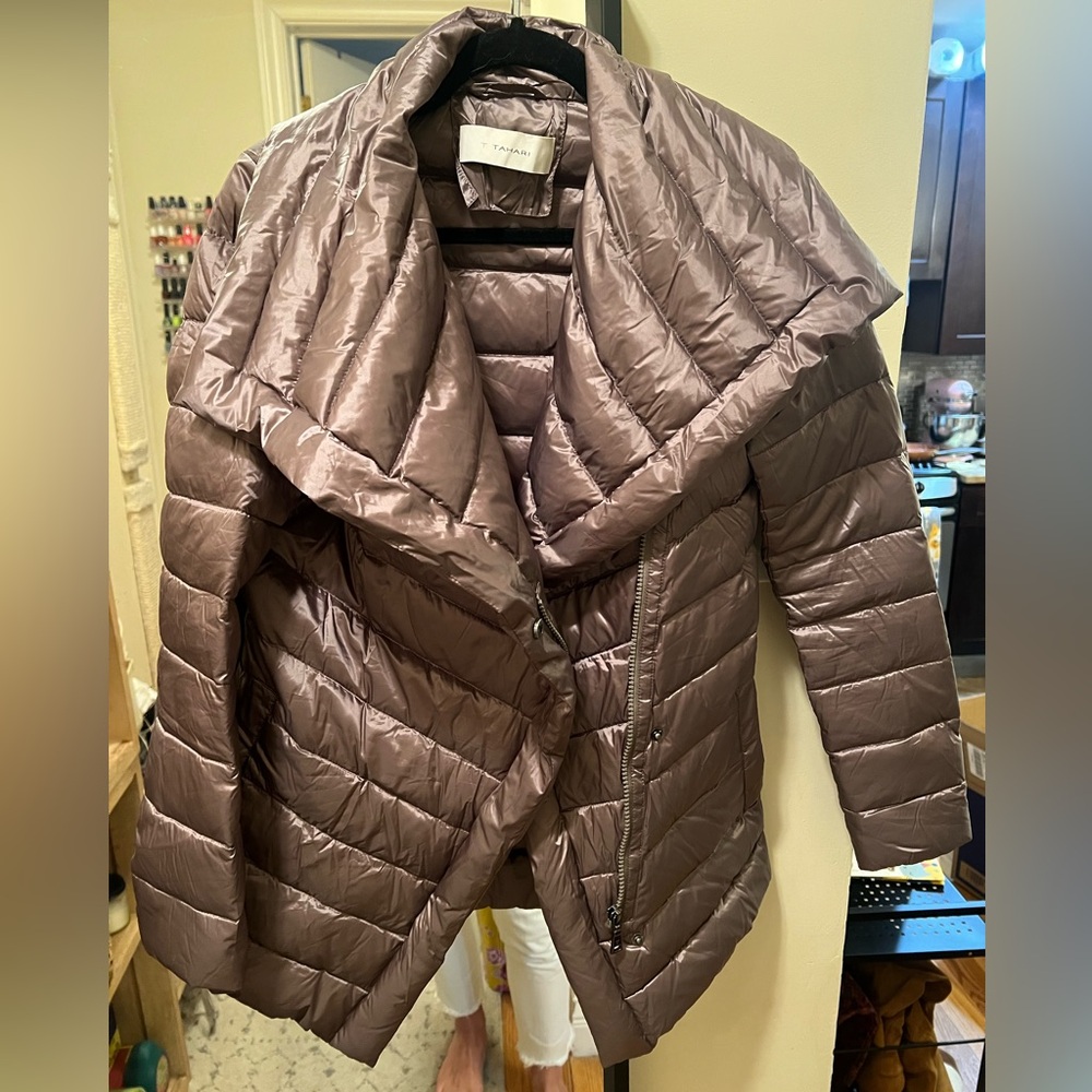 T Tahari Women's Puffer Jacket in Taupe
